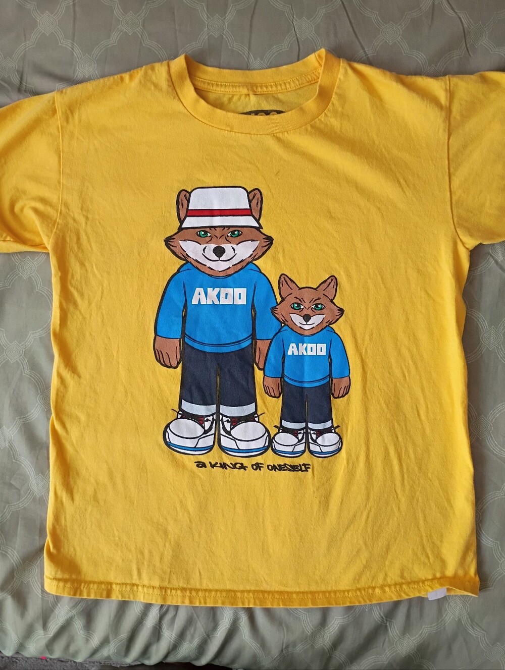 AKOO Yellow Kids Tee with Fox Duo Graphic